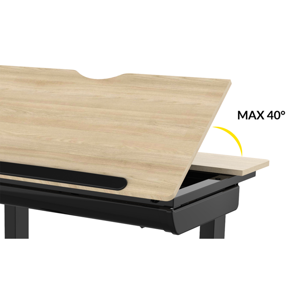 Single Motor Ultra-Quiet Electric Adjustable Drawing Table with 40° Tilt, Drawer & Side Table DH71
