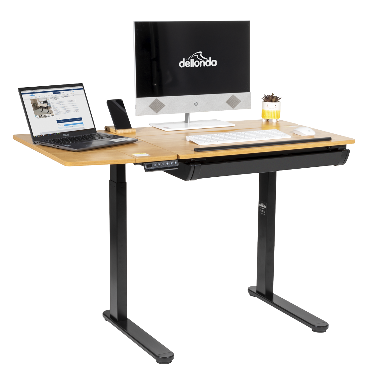 Single Motor Ultra-Quiet Electric Adjustable Drawing Table with 40° Tilt, Drawer & Side Table DH71