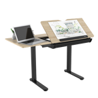 Single Motor Ultra-Quiet Electric Adjustable Drawing Table with 40° Tilt, Drawer & Side Table DH71