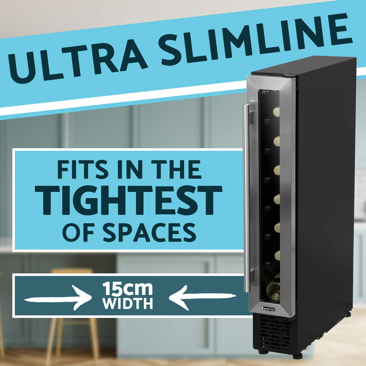 Extra-Slim 7 Bottle Wine Fridge & Cooler 15cm - Stainless Steel DH77