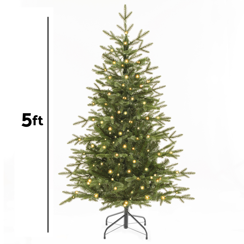 Pre-Lit Hinged Christmas Tree with 190 Warm White LED Lights 5ft(150cm) DH80