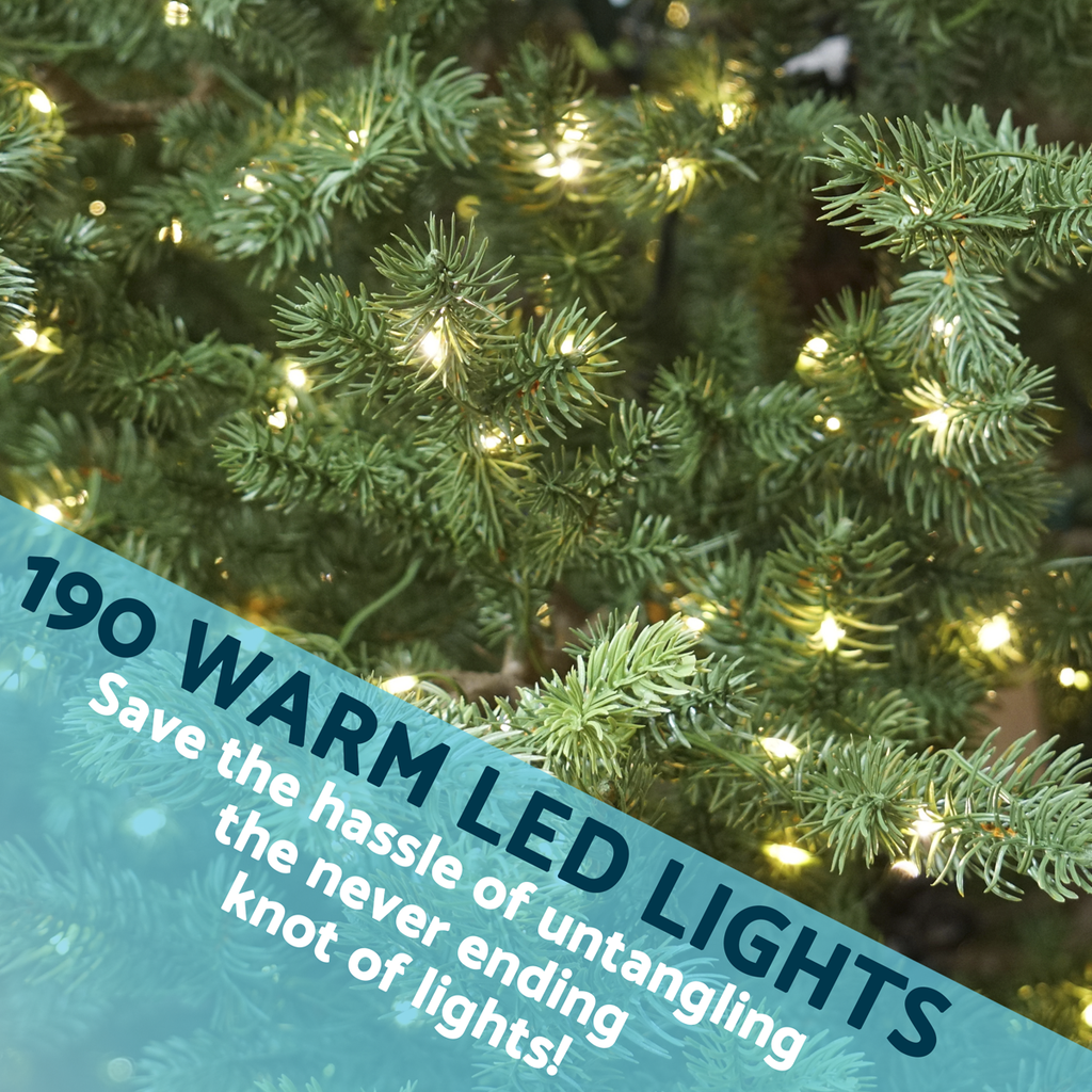 Pre-Lit Hinged Christmas Tree with 190 Warm White LED Lights 5ft(150cm) DH80