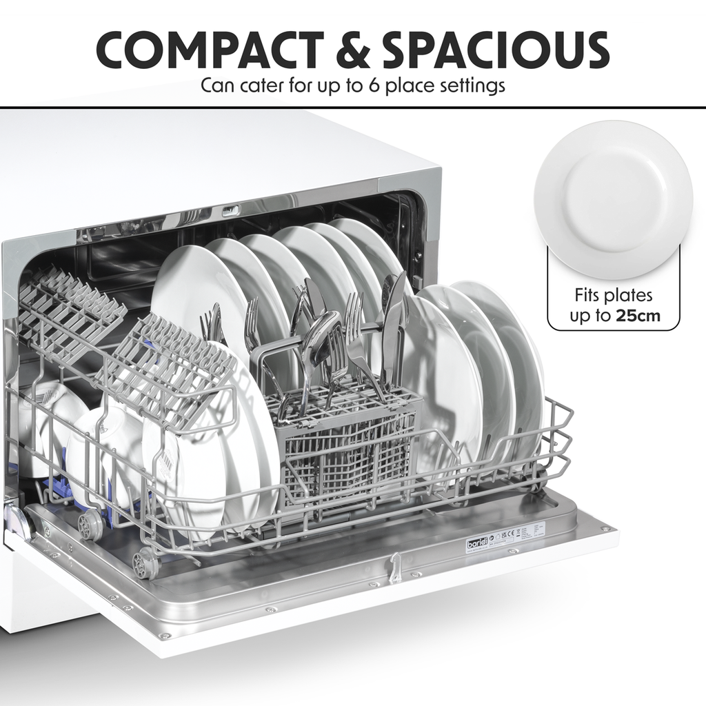 Tabletop Dishwasher 6 Place Settings 6.5L Capacity - White DH83