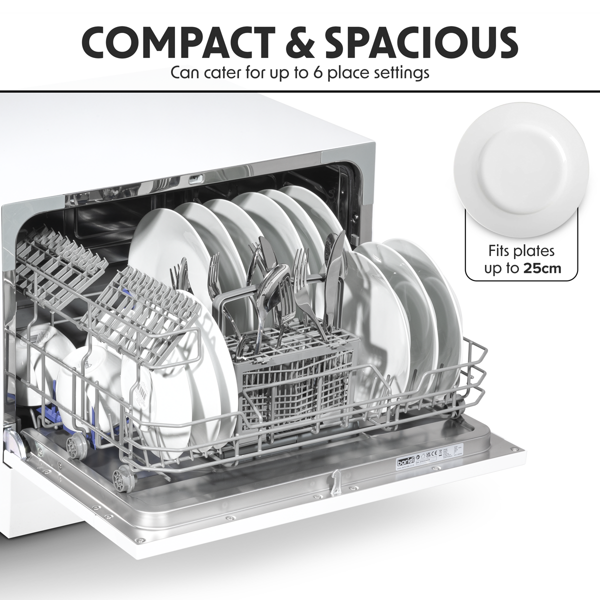Tabletop Dishwasher 6 Place Settings 6.5L Capacity - White DH83