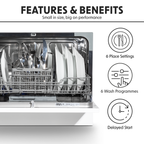 Tabletop Dishwasher 6 Place Settings 6.5L Capacity - White DH83