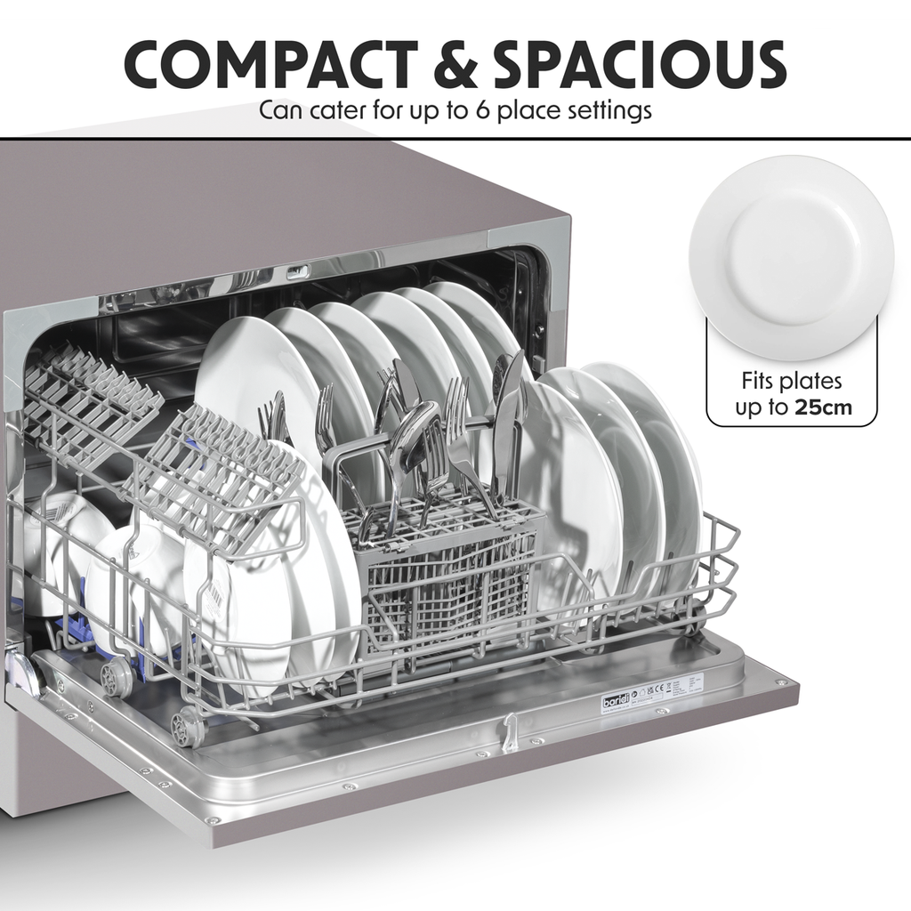 Tabletop Dishwasher 6 Place Settings 6.5L Capacity - Silver DH84