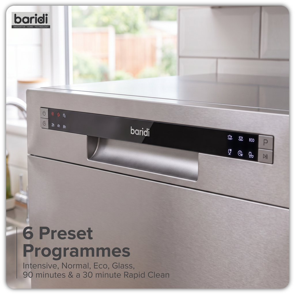 Tabletop Dishwasher 6 Place Settings 6.5L Capacity - Silver DH84