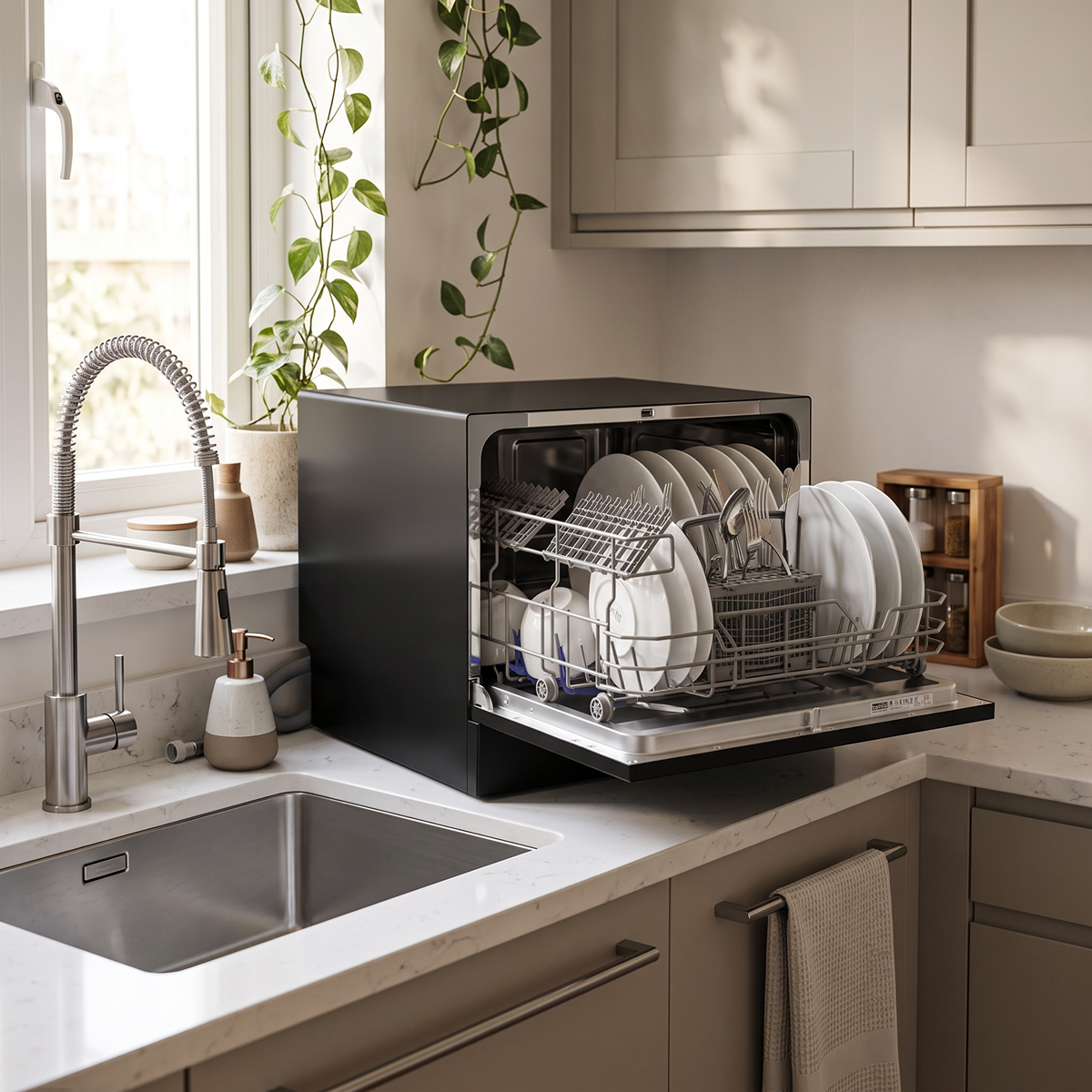 Tabletop Dishwasher 6 Place Settings 6.5L Capacity - Black DH85