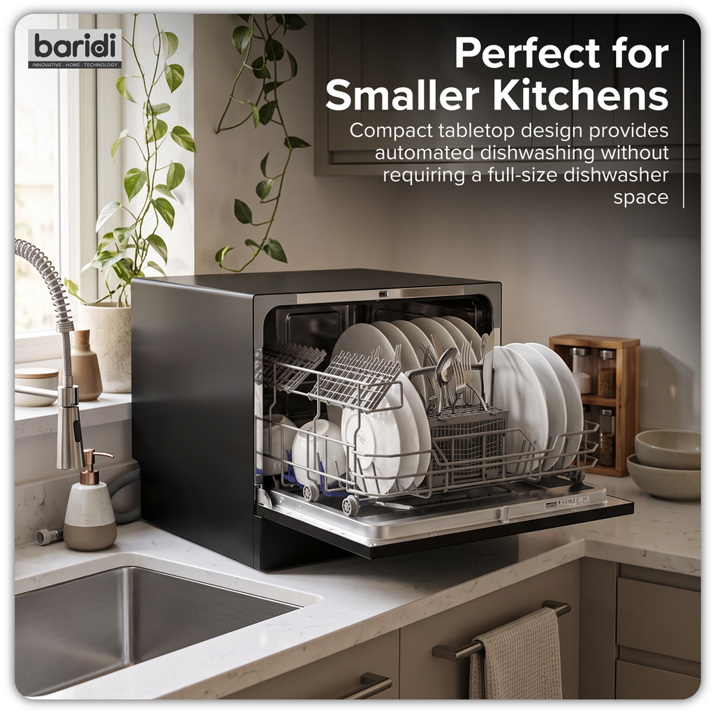 Tabletop Dishwasher 6 Place Settings 6.5L Capacity - Black DH85