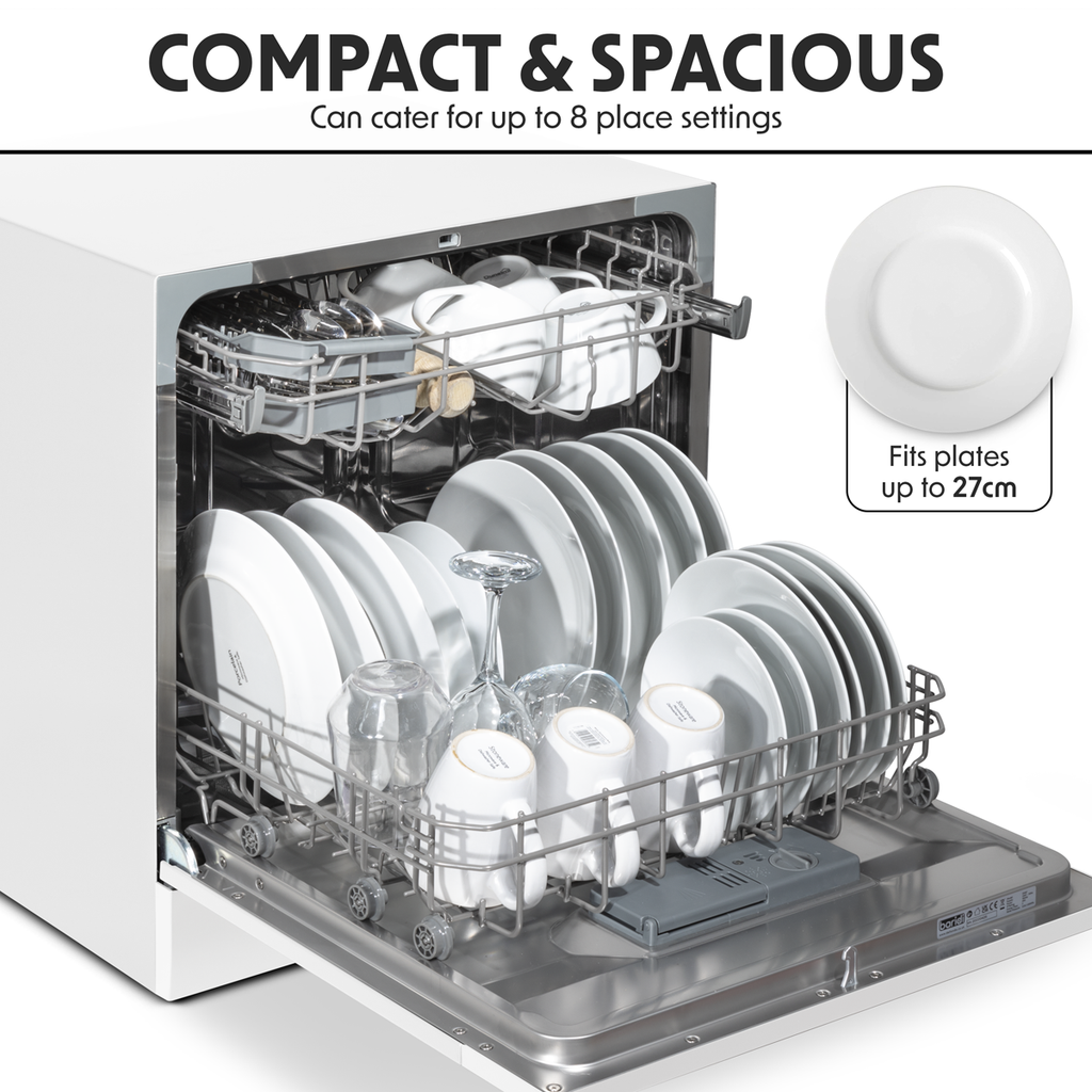 Tabletop Dishwasher 6 Place Settings 8L Capacity - White DH86