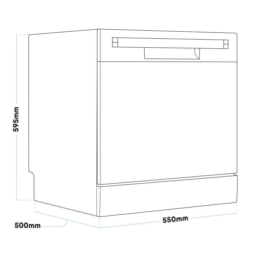 Tabletop Dishwasher 6 Place Settings 8L Capacity - White DH86