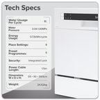Tabletop Dishwasher 6 Place Settings 8L Capacity - White DH86
