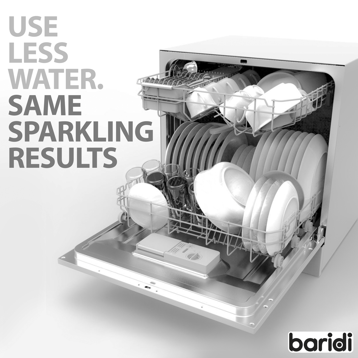 Tabletop Dishwasher 6 Place Settings 8L Capacity - White DH86