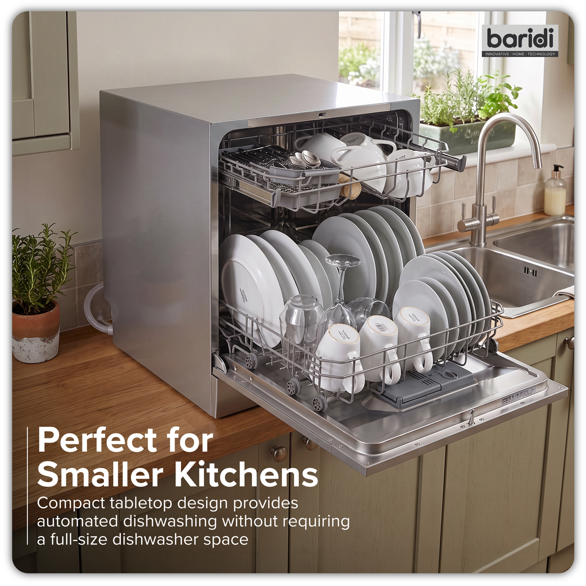 Tabletop Dishwasher 8 Place Settings 8L Capacity - Silver DH87