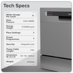 Tabletop Dishwasher 8 Place Settings 8L Capacity - Silver DH87