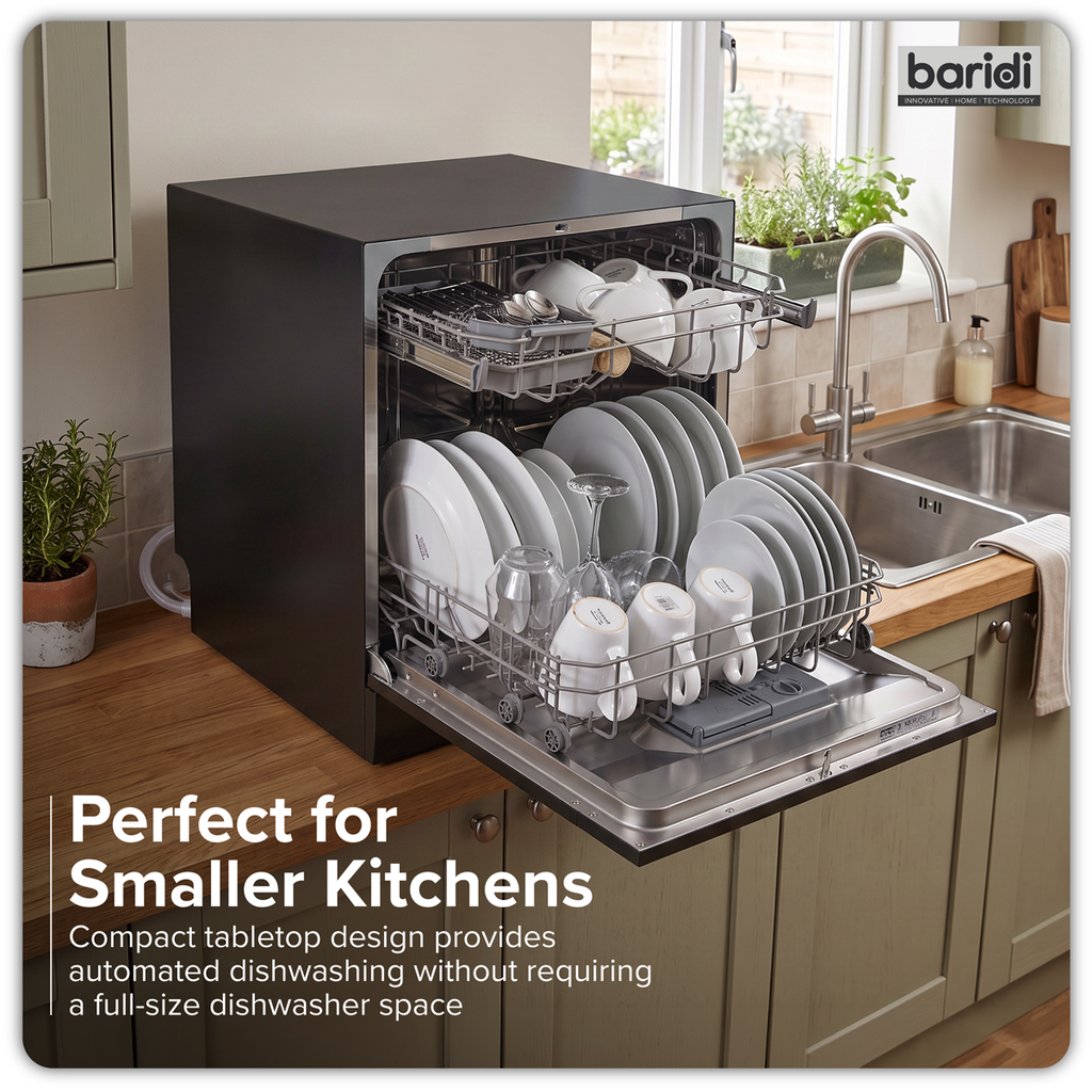 Tabletop Dishwasher 8 Place Settings 8L Capacity - Black DH88
