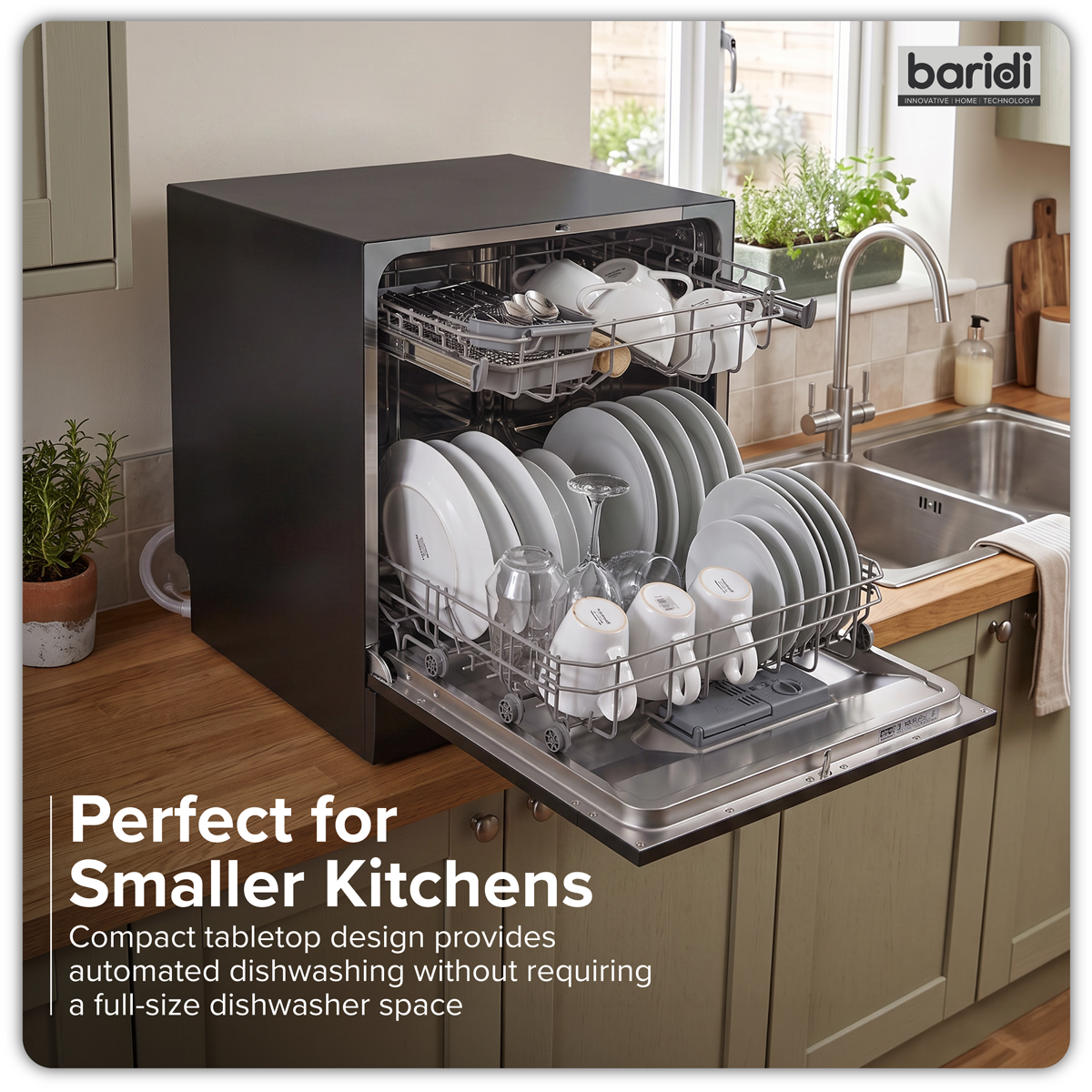 Tabletop Dishwasher 8 Place Settings 8L Capacity - Black DH88