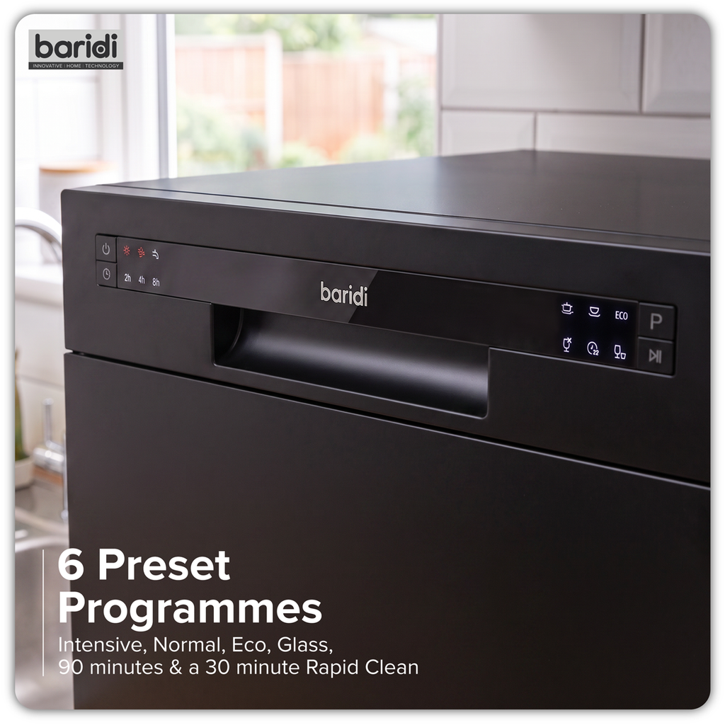 Tabletop Dishwasher 8 Place Settings 8L Capacity - Black DH88