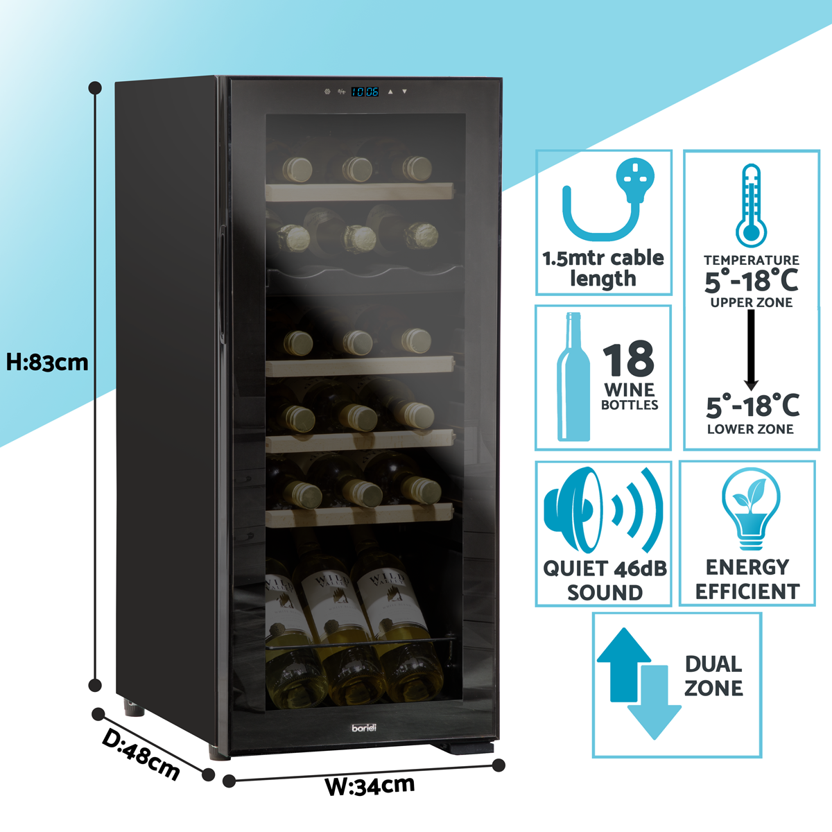 18 Bottle Dual Zone Wine Fridge & Cooler DH89