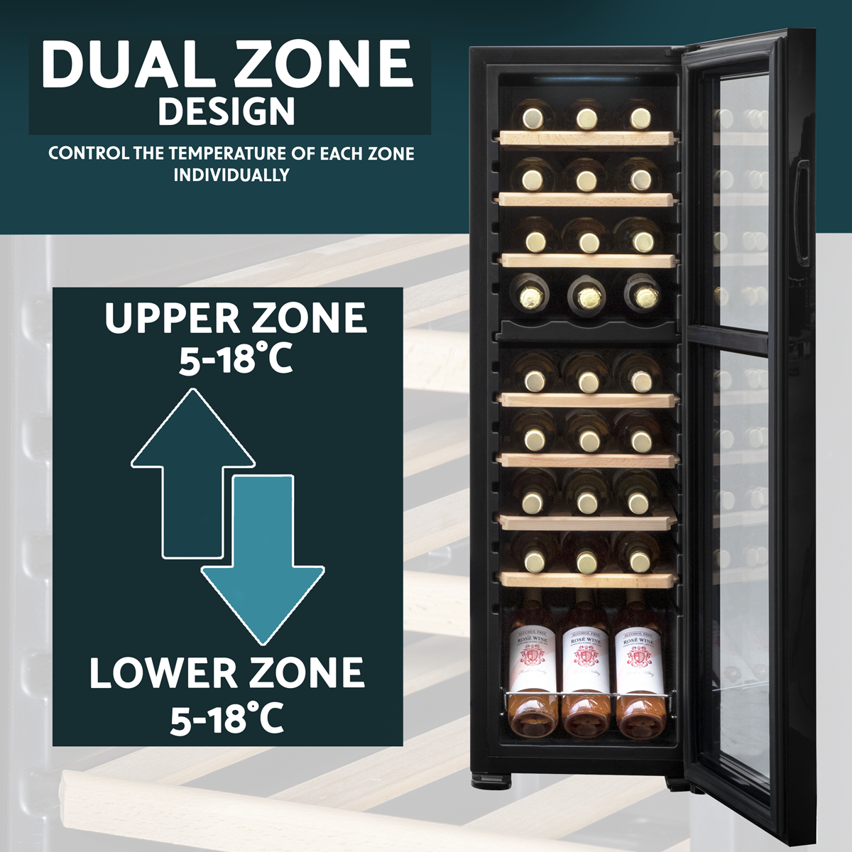 27 Bottle Dual Zone Wine Fridge & Cooler DH90