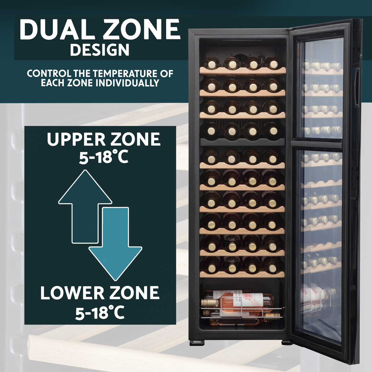 44 Bottle Dual Zone Wine Fridge & Cooler DH92