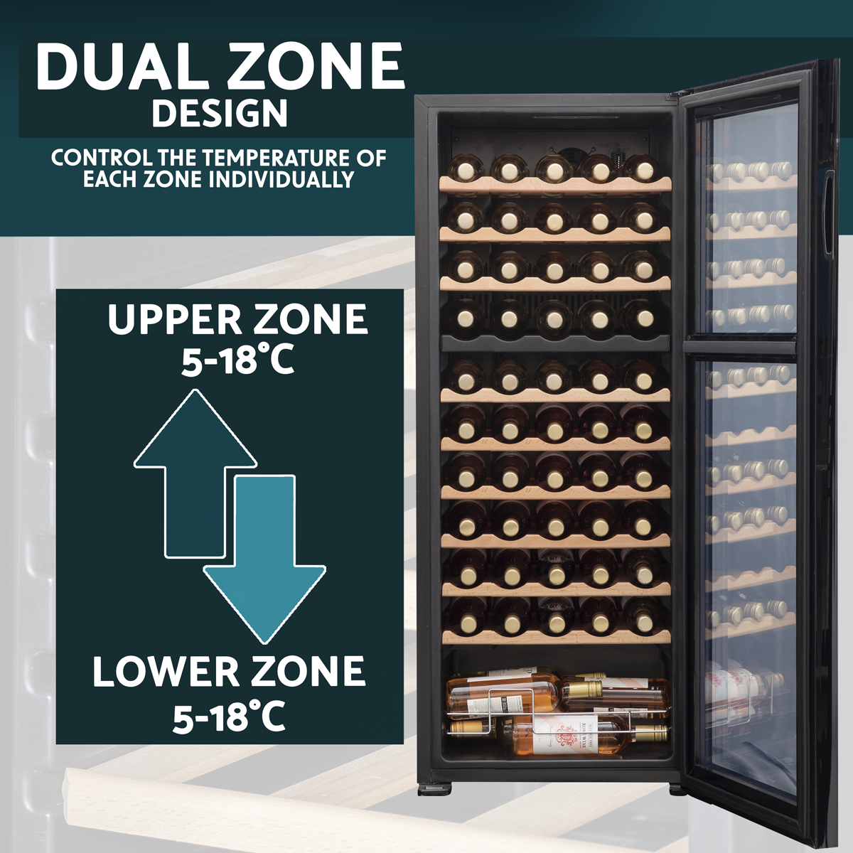 55 Bottle Dual Zone Wine Fridge & Cooler DH93
