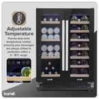 40 Bottle/120 Can Undercounter/Freestanding Dual Zone Wine Fridge & Cooler 60cm DH96