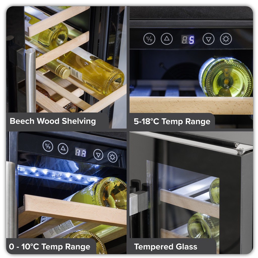 40 Bottle/120 Can Undercounter/Freestanding Dual Zone Wine Fridge & Cooler 60cm DH96