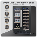 40 Bottle/120 Can Undercounter/Freestanding Dual Zone Wine Fridge & Cooler 60cm DH96