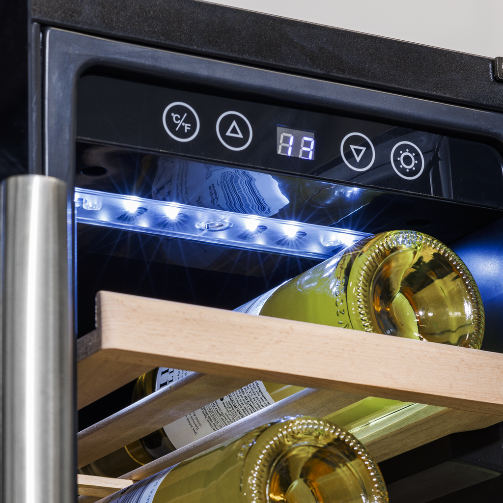 40 Bottle/120 Can Under-Counter/Freestanding Dual Zone Wine Fridge & Cooler 60cm DH96