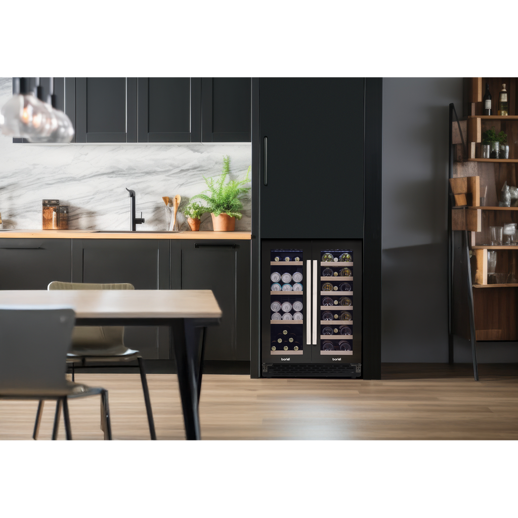 40 Bottle/120 Can Under-Counter/Freestanding Dual Zone Wine Fridge & Cooler 60cm DH96