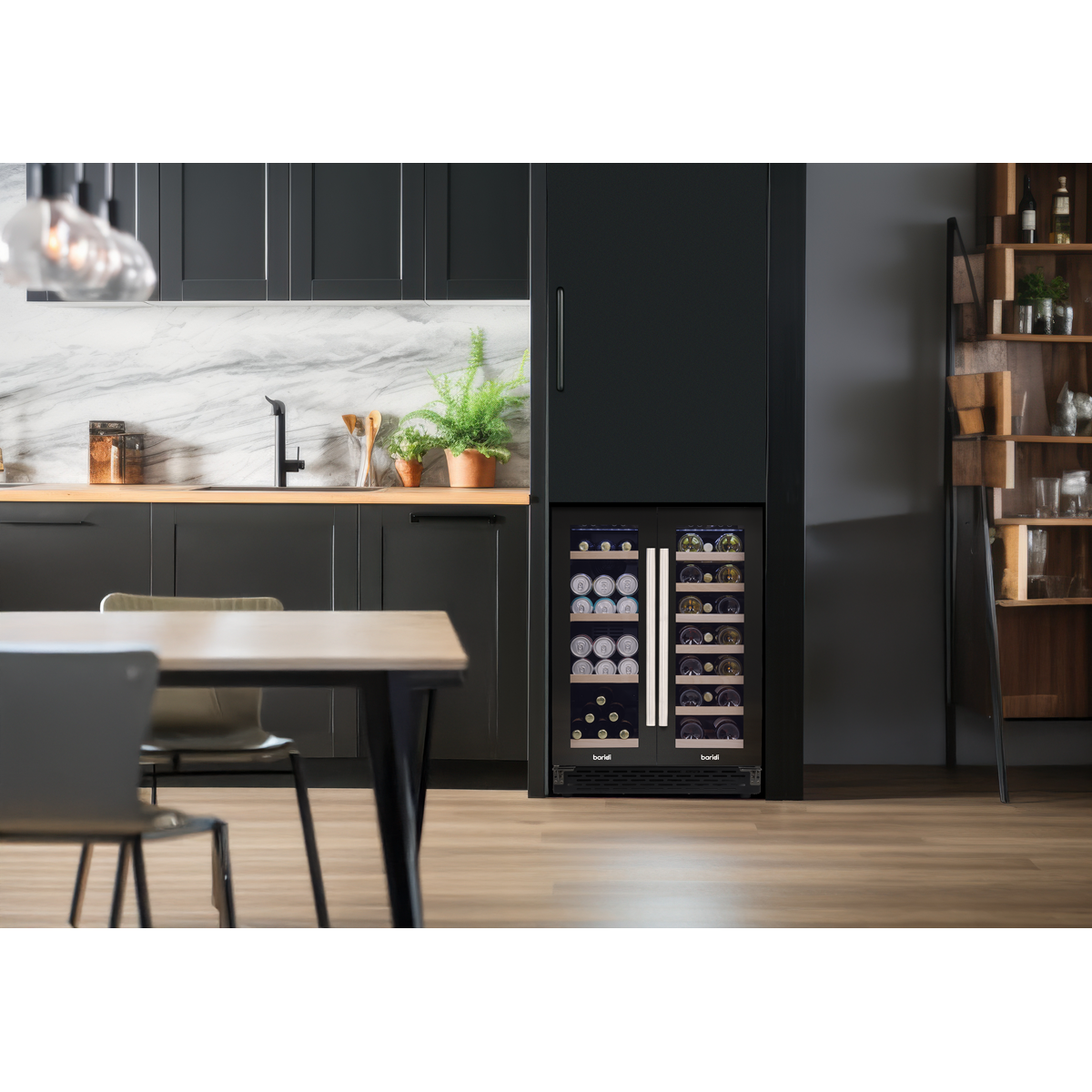 40 Bottle/120 Can Dual Zone Undercounter/Freestanding Wine & Drinks Fridge - Black DH96