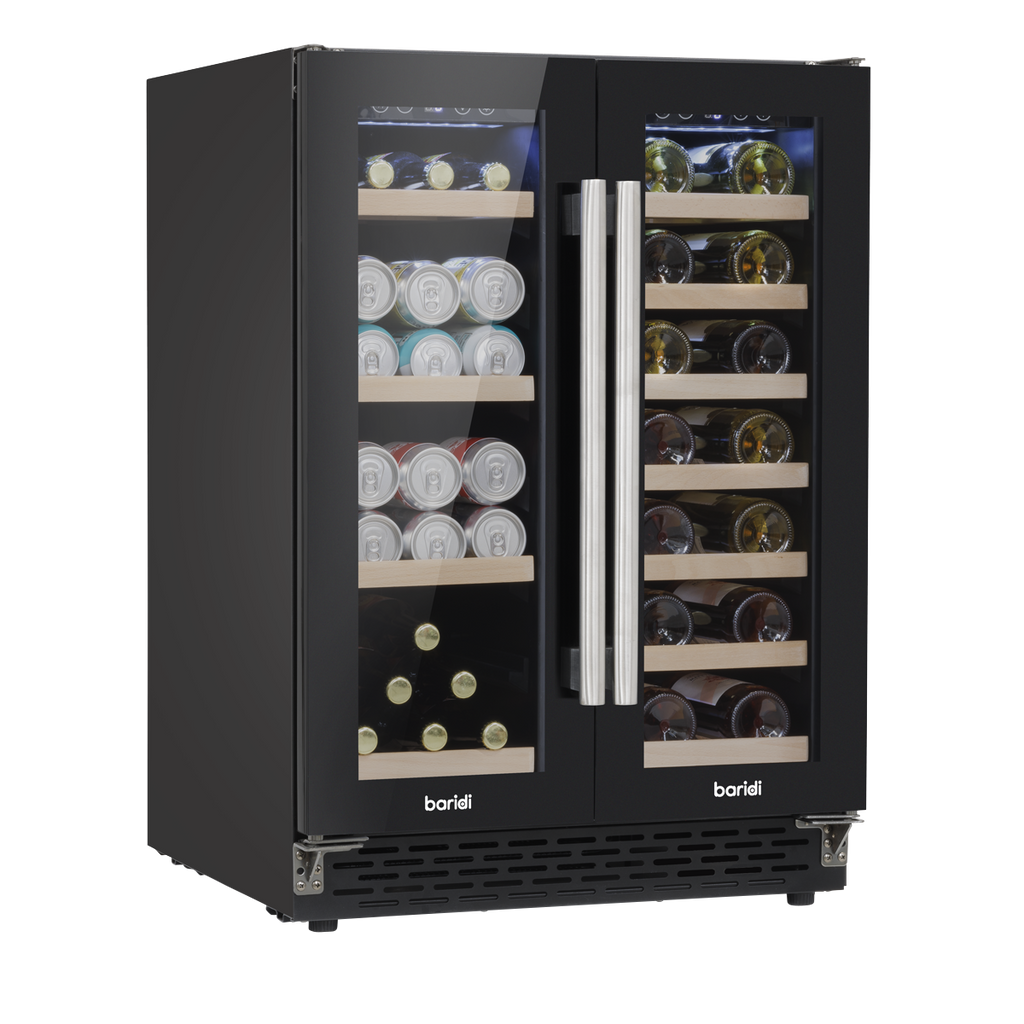 40 Bottle/120 Can Under-Counter/Freestanding Dual Zone Wine Fridge & Cooler 60cm DH96