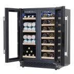 40 Bottle/120 Can Under-Counter/Freestanding Dual Zone Wine Fridge & Cooler 60cm DH96