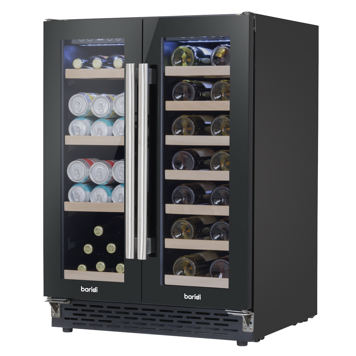 40 Bottle/120 Can Under-Counter/Freestanding Dual Zone Wine Fridge & Cooler 60cm DH96