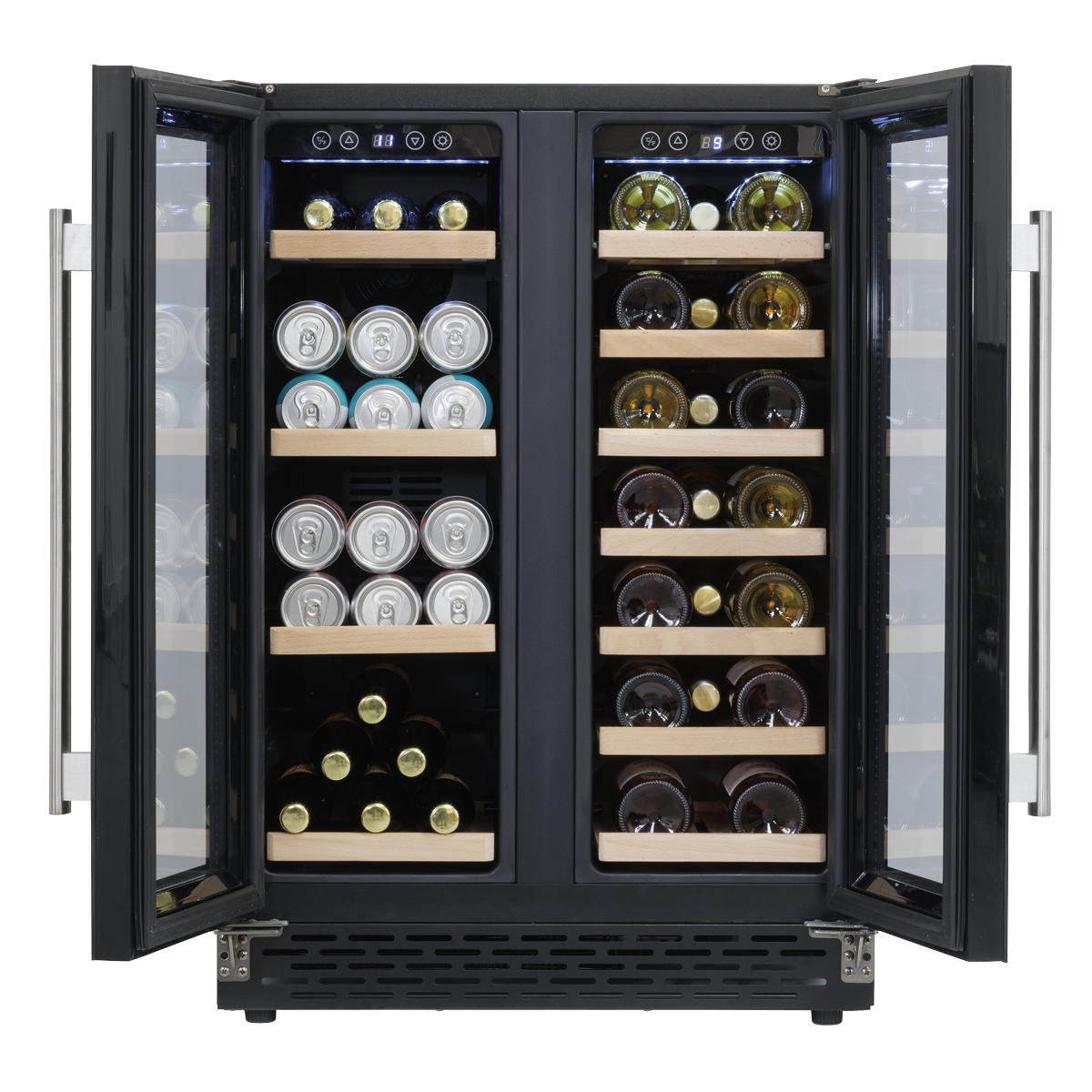 40 Bottle/120 Can Under-Counter/Freestanding Dual Zone Wine Fridge & Cooler 60cm DH96