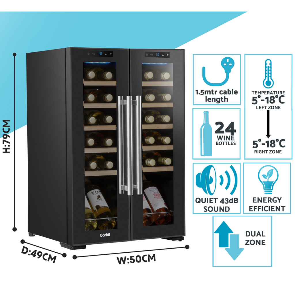 24 Bottle Dual Zone Wine Fridge & Cooler DH97