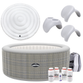 2-4 Person Inflatable Hot Tub/Spa with Smart Pump & Starter Kit - Rattan Effect DL100