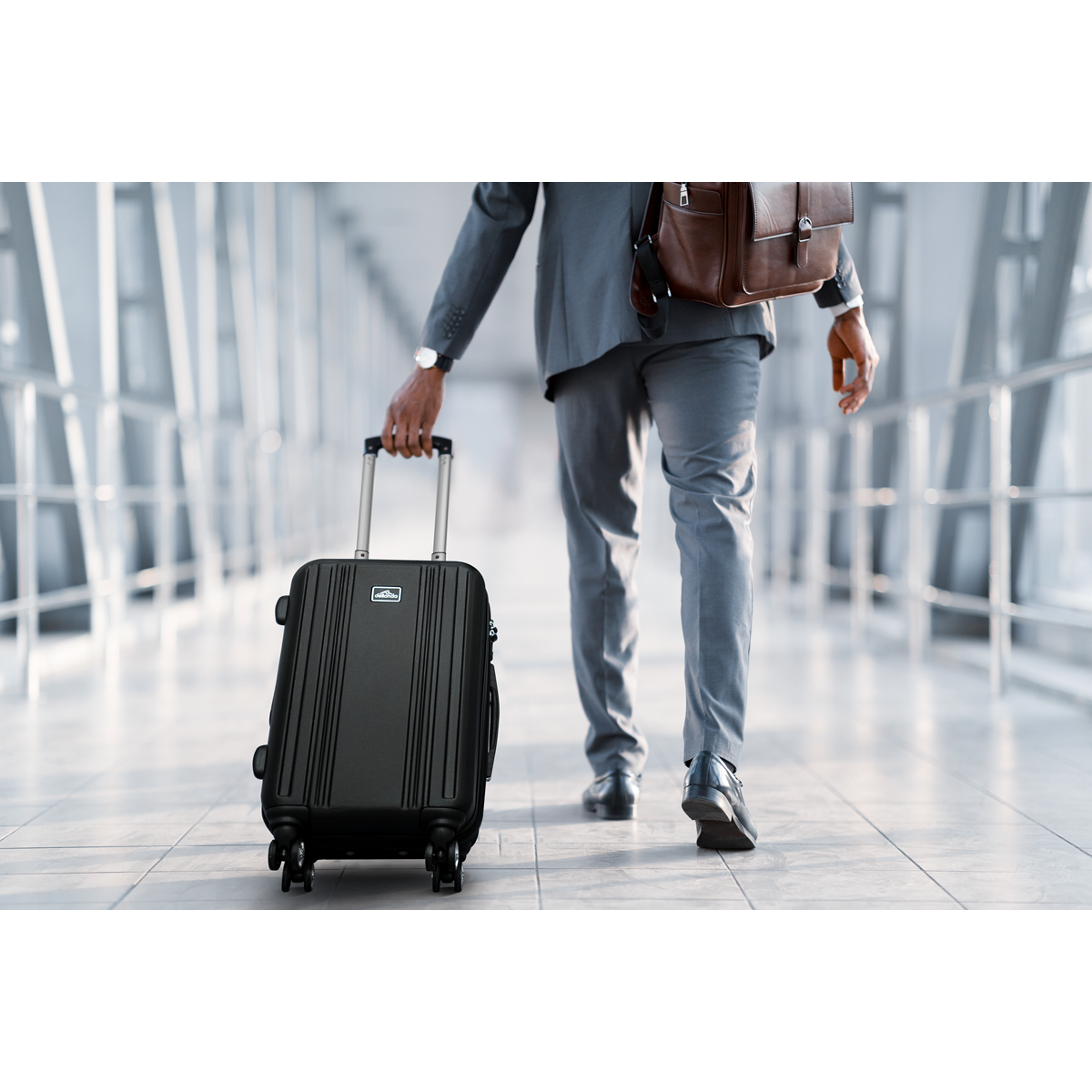 Lightweight ABS Luggage Set with TSA Lock - Black DL11