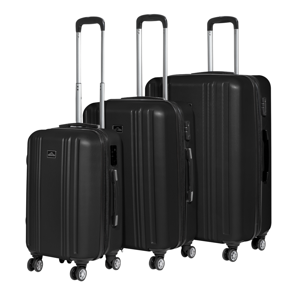 Lightweight ABS Luggage Set with TSA Lock - Black DL11