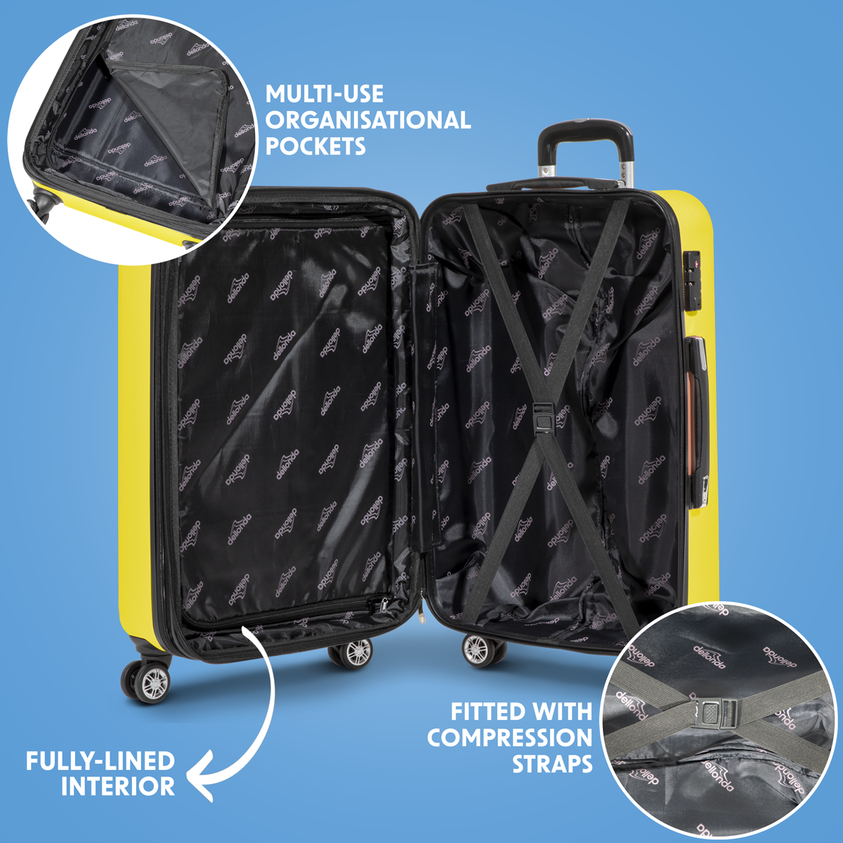 Lightweight ABS Luggage Set with TSA Lock - Yellow DL124