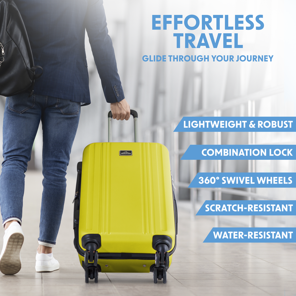 Lightweight ABS Luggage Set with TSA Lock - Yellow DL124