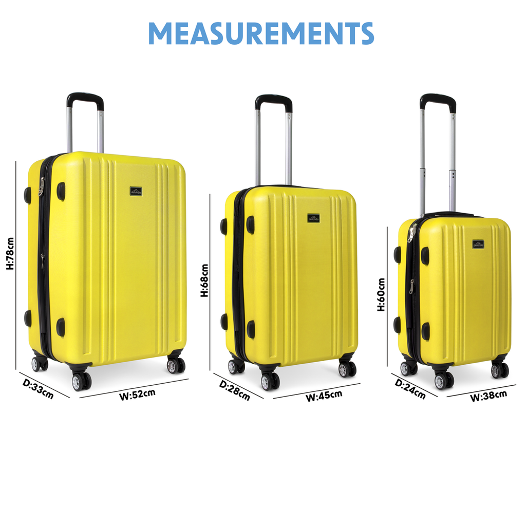 Lightweight ABS Luggage Set with TSA Lock - Yellow DL124