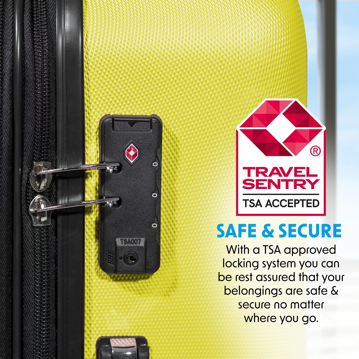 Lightweight ABS Luggage Set with TSA Lock - Yellow DL124