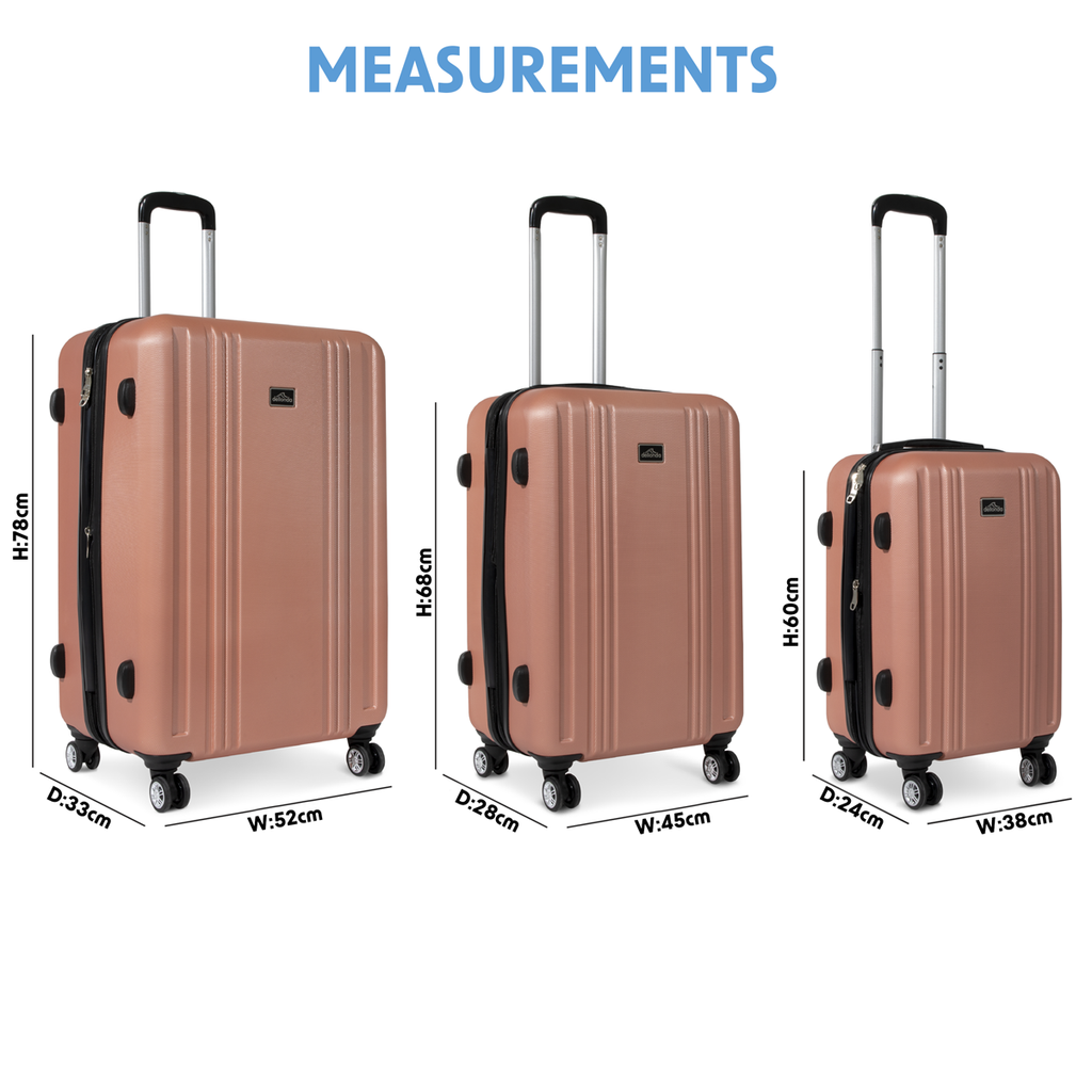 Lightweight ABS Luggage Set with TSA Lock - Rose Gold DL125