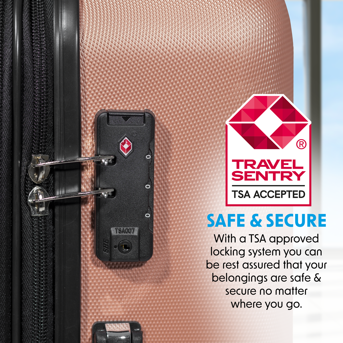 Lightweight ABS Luggage Set with TSA Lock - Rose Gold DL125