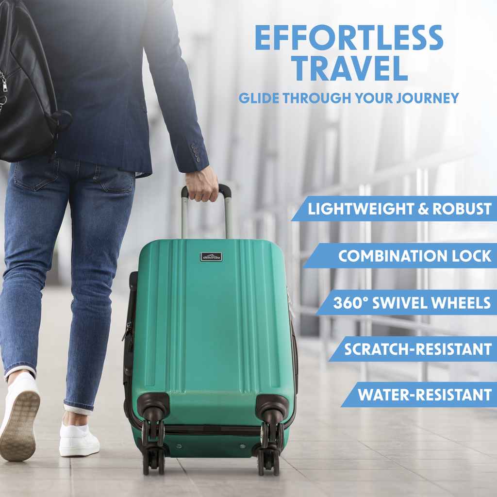 Lightweight ABS Luggage Set with TSA Lock - Teal DL126