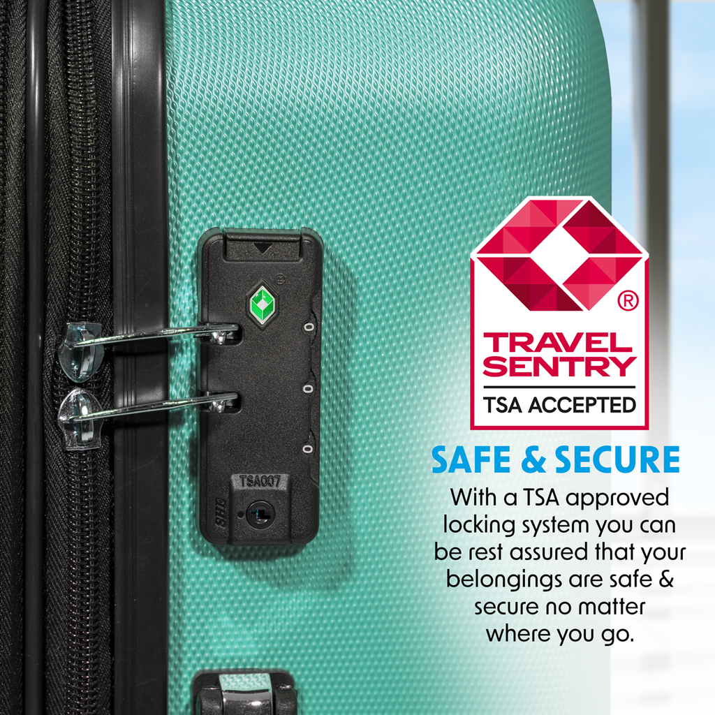 Lightweight ABS Luggage Set with TSA Lock - Teal DL126