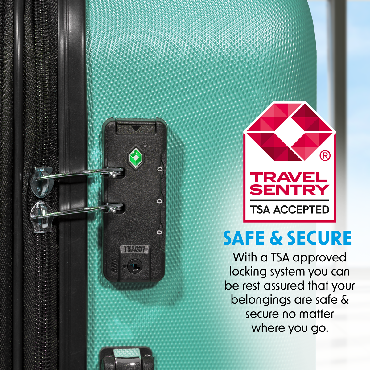 Lightweight ABS Luggage Set with TSA Lock - Teal DL126