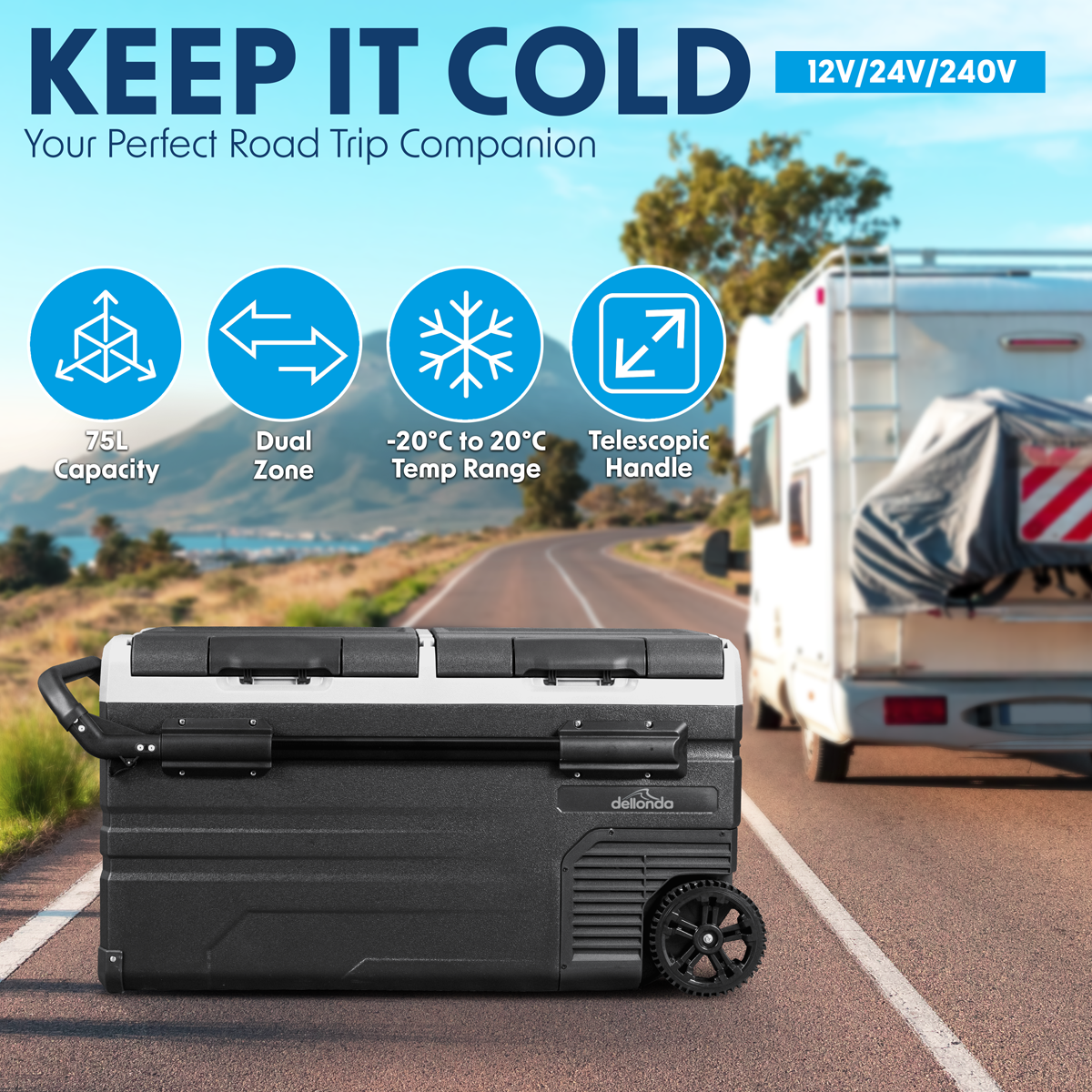 Portable Fridge Freezer/Cool Box with LED Display 75L DL127